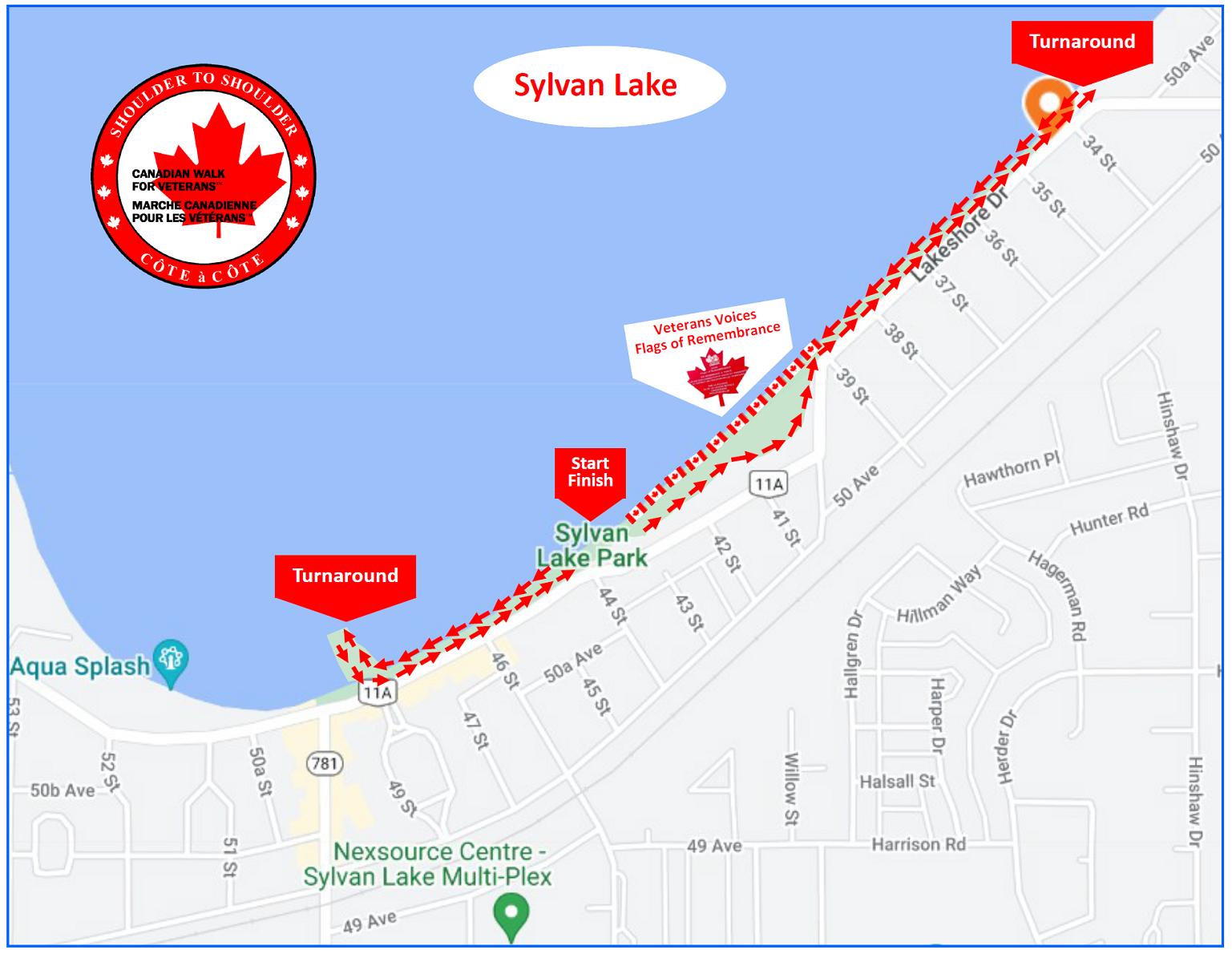 Carte du parcours du lac Sylvan